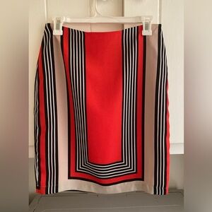 New York & Company Red and Black Pencil Skirt Knee-Length Work